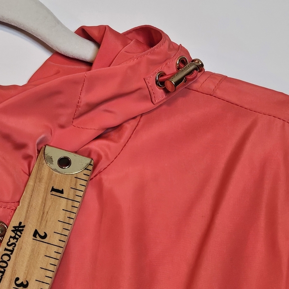 Michael Kors Coral Windbreaker Jacket Full Zip Gold Accents Wmns Extra Small - Picture 7 of 15
